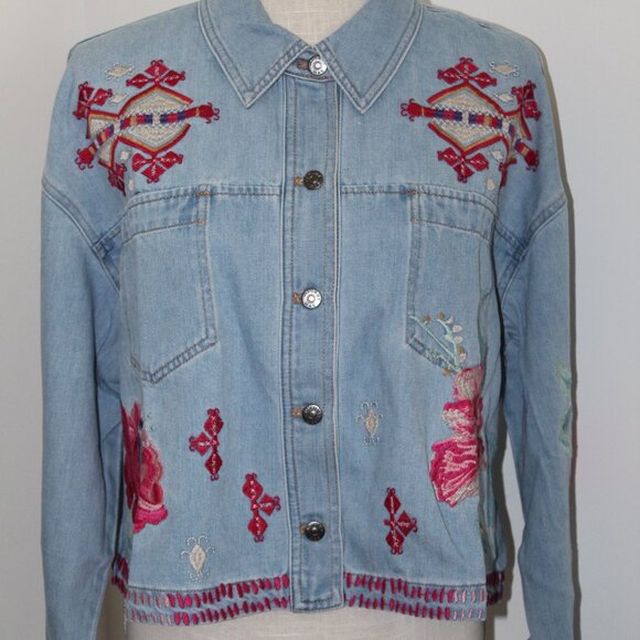 NWT Johnny Was Biya 3JWorkshop JWLA Embroidered Denim Jean Jacket Talulla - Picture 3 of 7